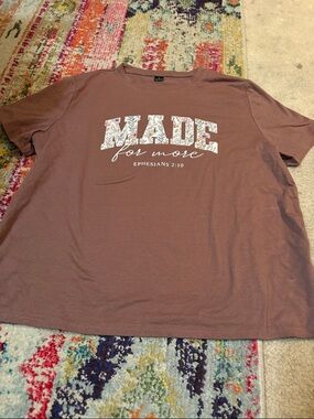 SHEIN Mauve Floral 'MADE for more' Short Sleeve Tee